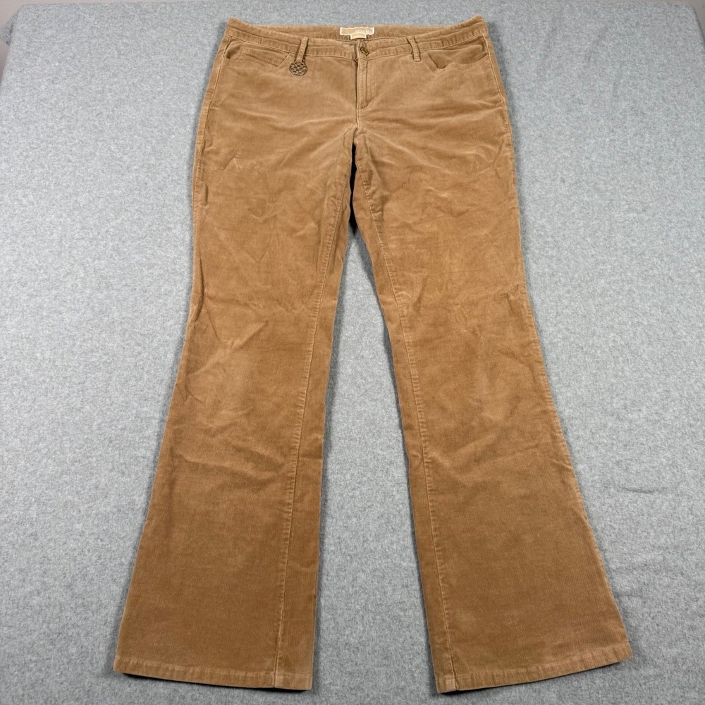 Michael Kors Womens Tan Corduroy Bootcut Pants Size 12 Grunge Stretch Mid Rise